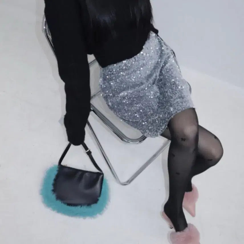 [BUNJANG] Klata Sequin Gray Mini Skirt / 클라따 스팽글 그레이 미니 스커트 / 숏치마