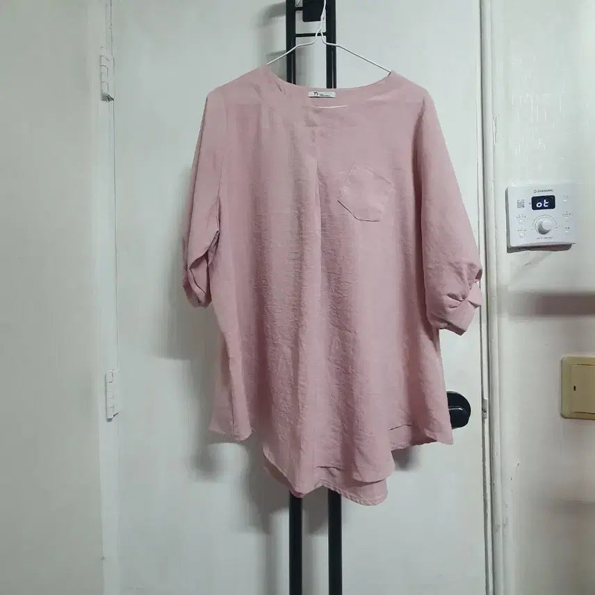 [BUNJANG] Nby Women's Short-Sleeve Blouse Pink / Nby 여성77~99 인견 반팔블라우스 핑크