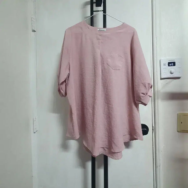 [BUNJANG] Nby Women's Short-Sleeve Blouse Pink / Nby 여성77~99 인견 반팔블라우스 핑크