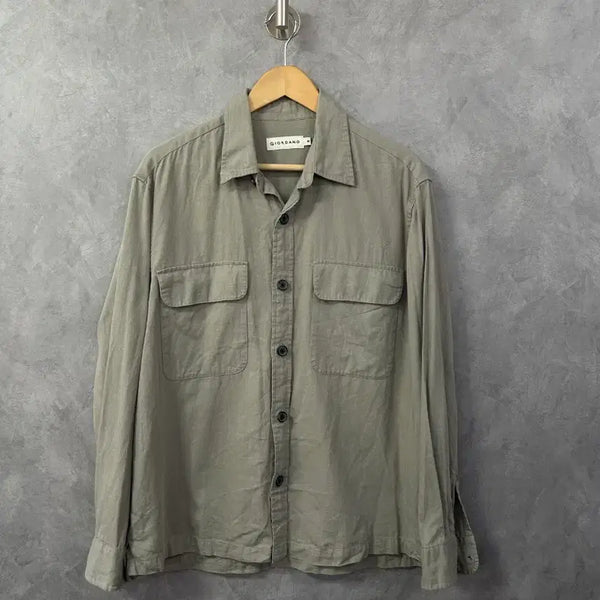 [BUNJANG] Giordano Olive 2-Pocket Shirt M / 지오다노 셔츠 올리브색 2포켓 남방 M