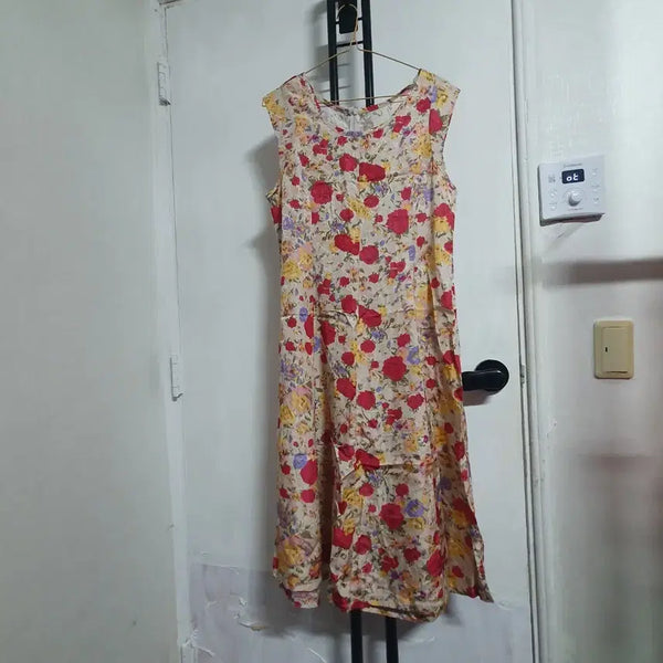 [BUNJANG] Ice In-gyun Sleeveless Long Dress Floral Pattern / 아이스인견 여성55 민소매 원피스