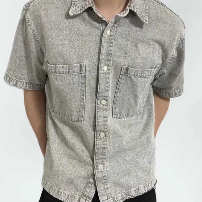[BUNJANG] 8seconds Denim Short Sleeve Shirt M / 에잇세컨즈 데님 반팔 셔츠 M