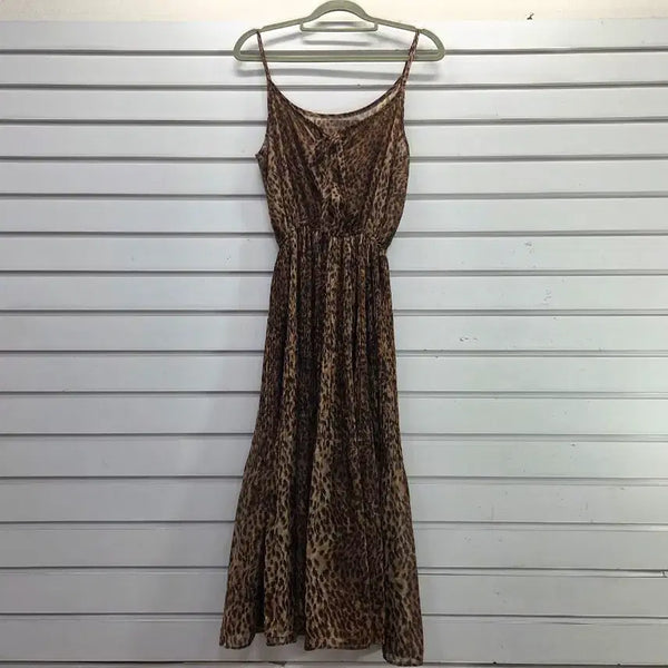 [BUNJANG] Leopard Chiffon Strap Long Dress / 레오파드 쉬폰 끈 롱원피스 55/보물찾기천사