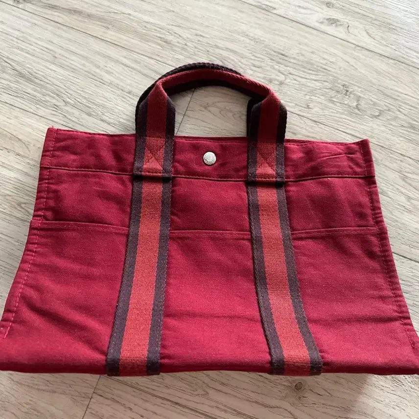 [BUNJANG] Unisex Burgundy Canvas Tote Bag / 캔버스 남녀 후루토토트백 버건디