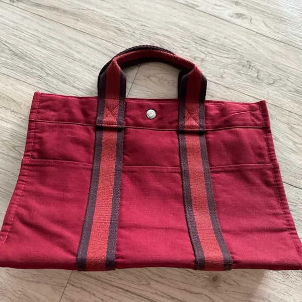 [BUNJANG] Unisex Burgundy Canvas Tote Bag / 캔버스 남녀 후루토토트백 버건디