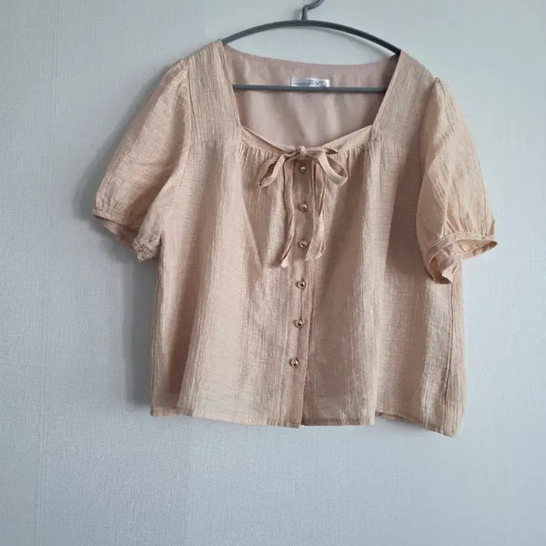 [BUNJANG] Ririco Square Neck Puff Short Sleeve Blouse / 리리앤코사각넥 퍼프 반팔 블라우스