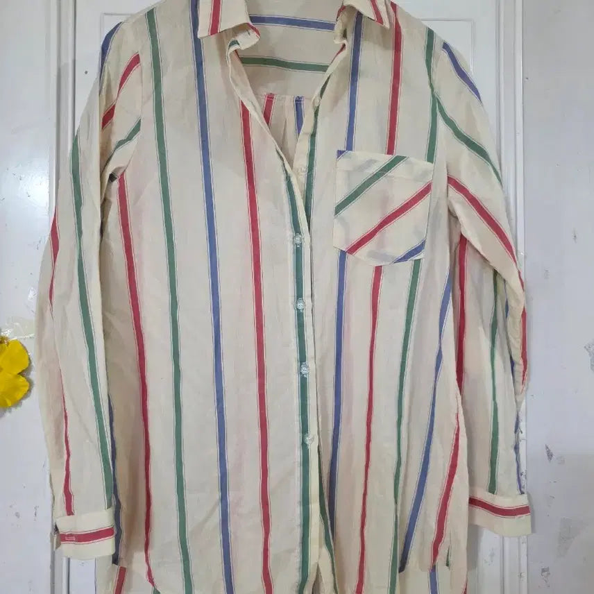 [BUNJANG] Cotton Stripe Long-Sleeve Shirt / 여름 시원한 간절기  고급스러운  면  남방셔츠  깨끗해요