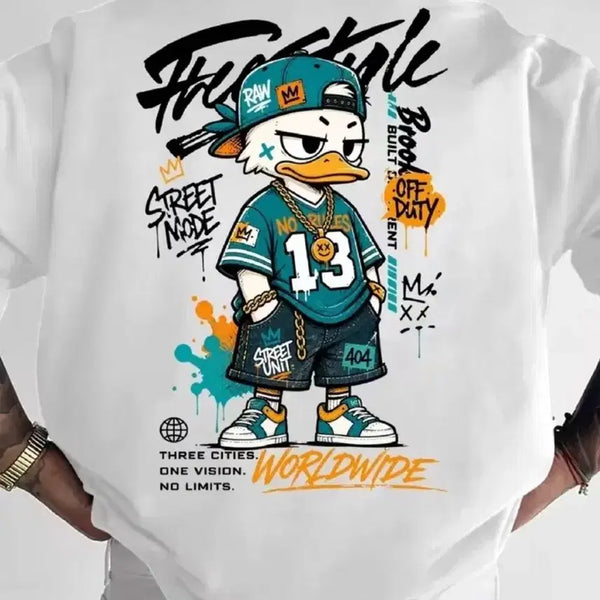 [BUNJANG] Street Duck Graphic T-Shirt (Oversized Fit) / [새거]스트릿덕 그래픽 반팔티