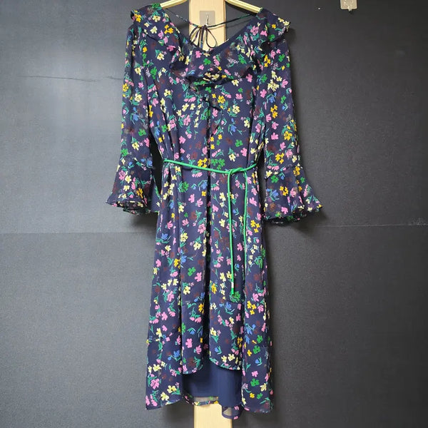 [BUNJANG] On&On Asymmetric Frill Chiffon Long Dress Navy / 진짜만원 온앤온 롱원피스 언발프릴 쉬폰 55 네이비