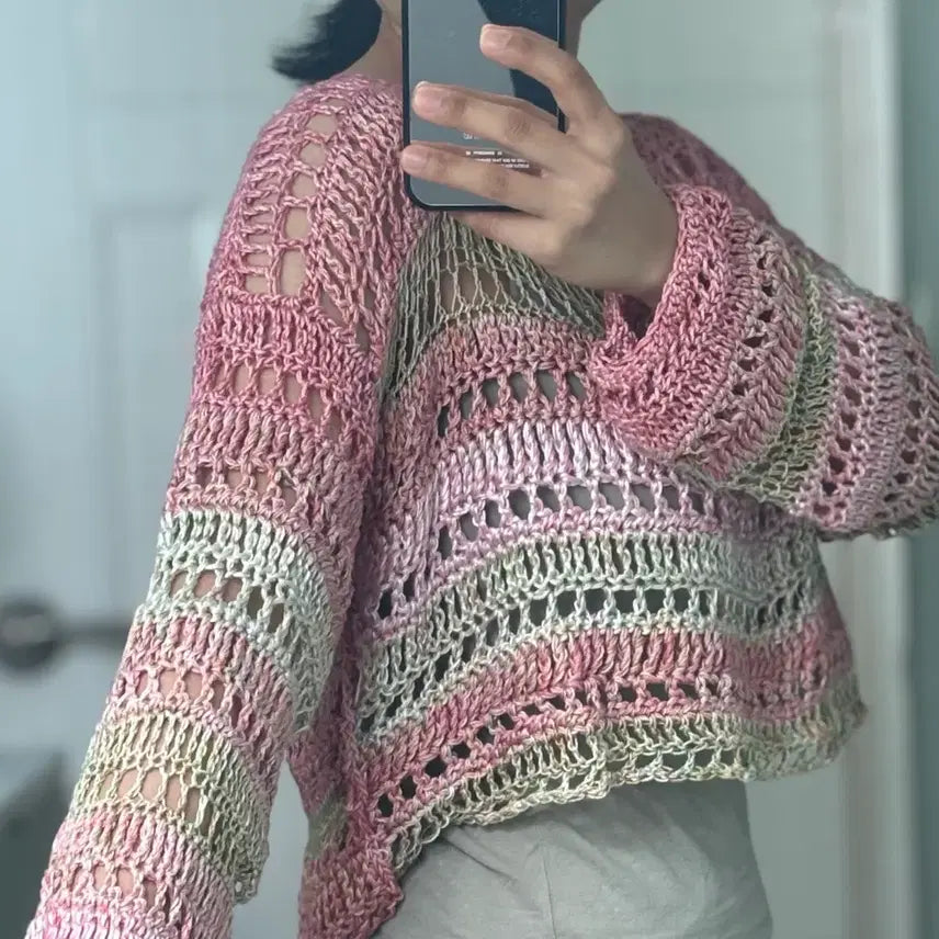 [BUNJANG] Handmade Crochet Crop Knit Top / 핸드메이드 크로셰 크롭니트탑