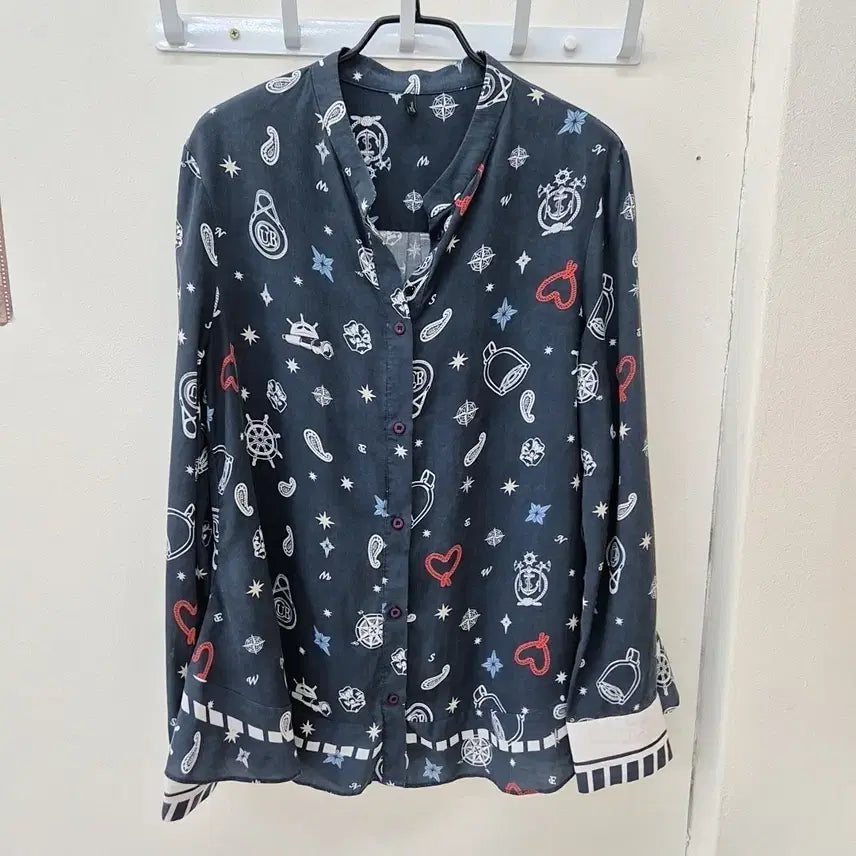 [BUNJANG] Benetton Navy Marine Pattern Shirt / 베네통 네이비 마린 패턴 셔츠