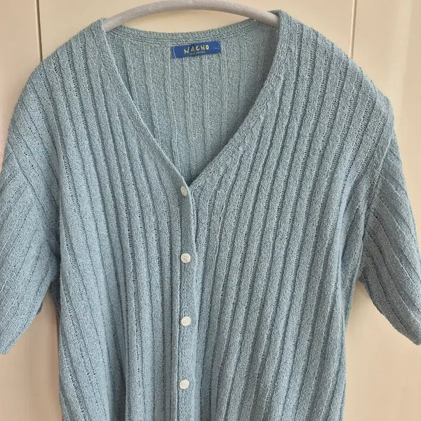 [BUNJANG] Mint V-Neck Knit Cardigan / 여리핏 쿨링 민트색 브이넥 니트 가디건
