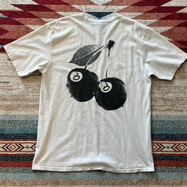 [BUNJANG] Stussy Cherry 8 Ball Graphic T-Shirt White L / 스투시 체리 8볼 그래픽 빅프린팅 반팔 티셔츠 [화이트] L/100