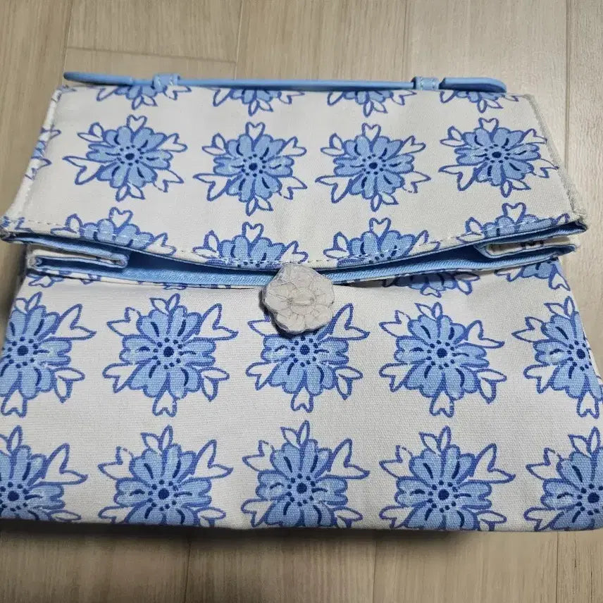 [BUNJANG] Estée Lauder Pouch Blue Flower Pattern Tote Bag / 에스티 로더 파우치 블루 플라워 패턴 토트백 새상품
