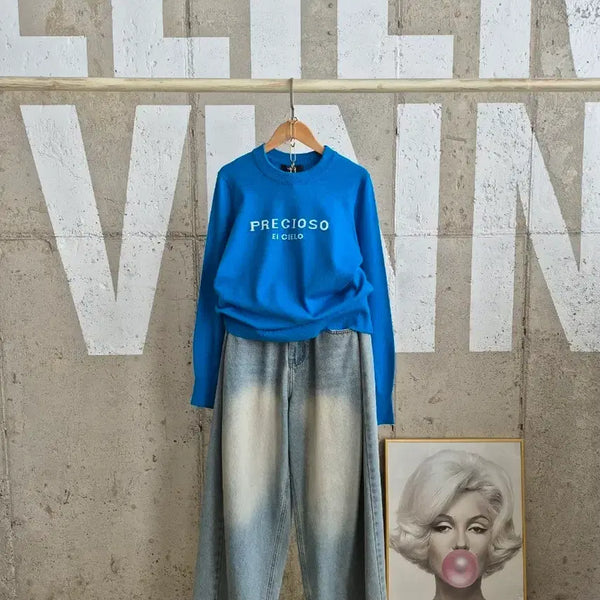 [BUNJANG] The Edge Preciouso Knit Sweatshirt / 더엣지 프레시오소 니트맨투맨(SB1