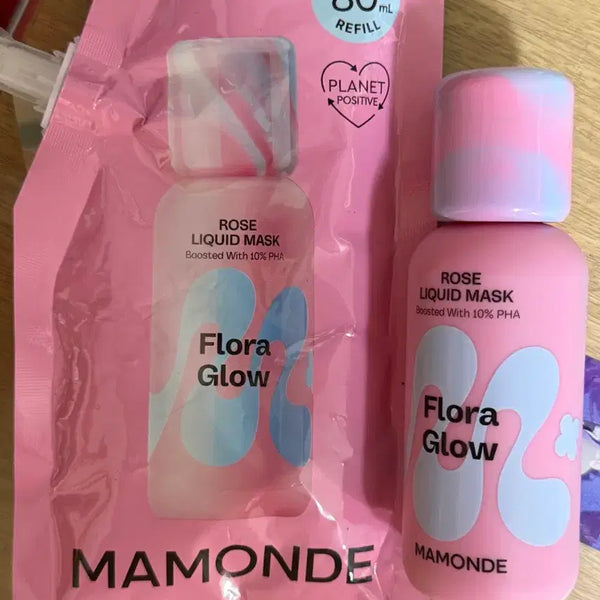 [BUNJANG] Mamonde Floral Glow Rose Liquid Mask 80ml + Refill / 마몽드 화잘먹 플로라 글로우 로즈 리퀴드 마스크 80ml + 리필