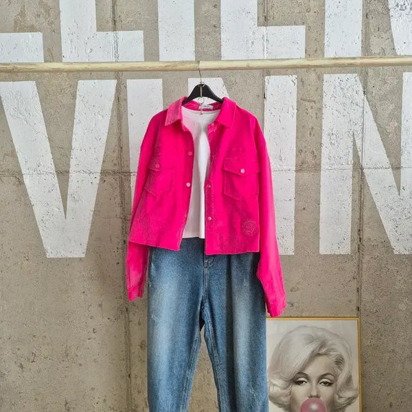 [BUNJANG] Aconcept Hot Pink Fine Corduroy Shirt / 행사3)에이컨셉 핫핑크 잔골덴셔츠