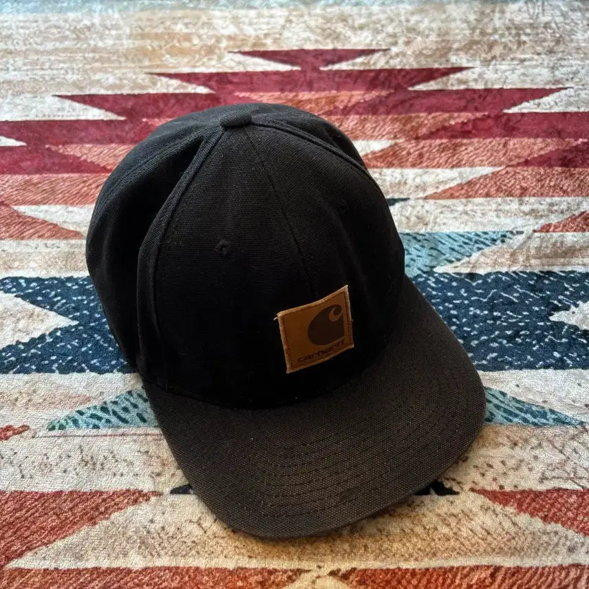 [BUNJANG] Carhartt x Starter Leather Patch Snapback Cap [Black] / 칼하트 x 스타터 가죽 패치 스냅백 캡 [블랙]