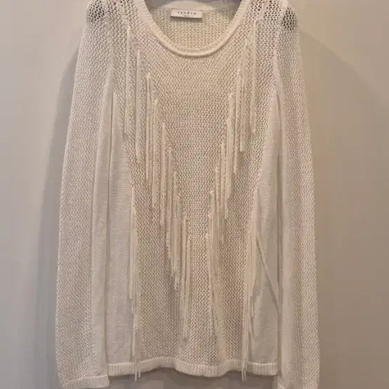 [BUNJANG] Sandro Knit White Frill Detail Knit / 산드로 니트 화이트 프릴 장식 니트