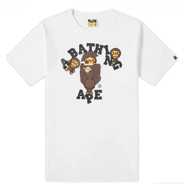 [BUNJANG] BAPE College Milo T-Shirt White / 베이프 컬리지 마일로 반팔 티셔츠 화이트
