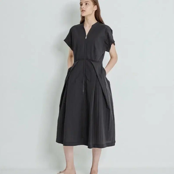 [BUNJANG] SYSTEM V-Neck Tuck Dress / SYSTEM 시스템 턱 브이넥 드레스 66