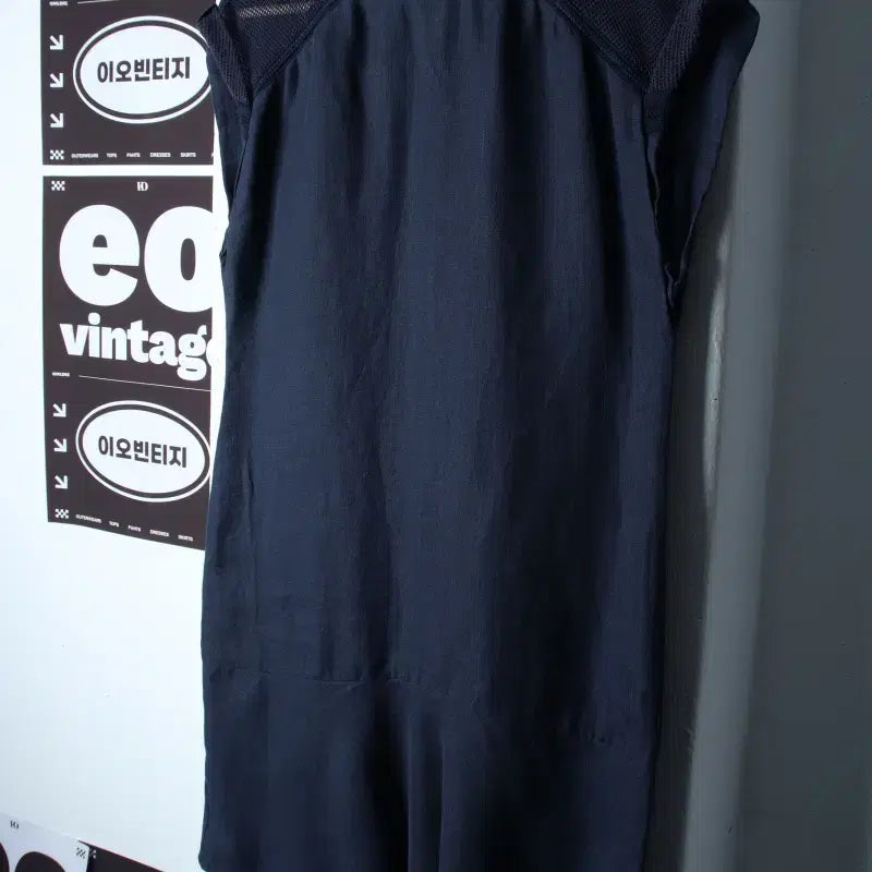 [BUNJANG] Sandro Sleeveless Linen Dress Navy / W(S-M) 산드로 드레스 원피스 민소매 네이비 린넨 마-H36102