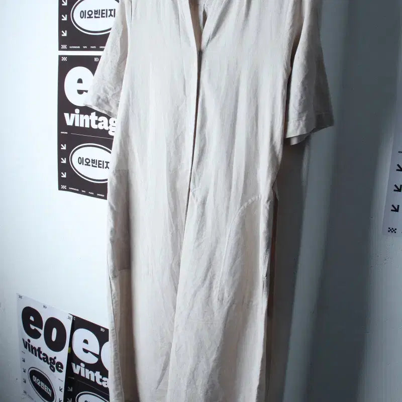 [BUNJANG] Uniqlo Linen Short Sleeve Shirt Dress (H36103) / W(S-M) 유니클로 드레스 원피스 반소매 셔츠 린넨 마-H36103