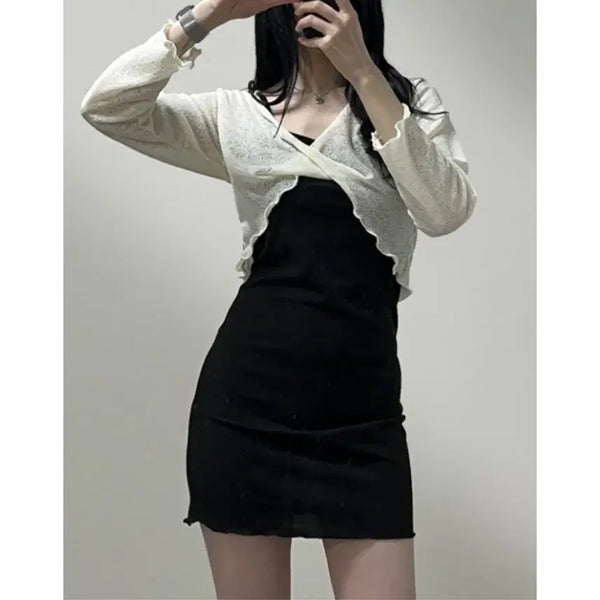 [BUNJANG] Summer See-Through Knit Two-Piece Set / 여름 시스루 니트 투피스 세트 (XS/S/M, 44/55/66, 80/85/90 사이즈)