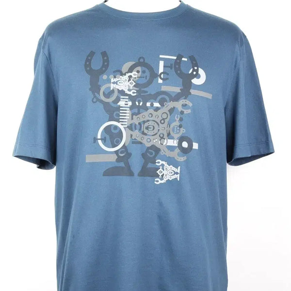 [BUNJANG] Hermes Robot Logo Short Sleeve T-Shirt Blue M (100) / 에르메스 로봇 로고 반팔 티셔츠 블루 M(100)