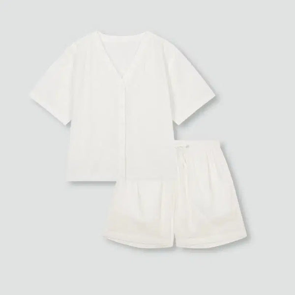 [BUNJANG] JAJU Seersucker V-Neck Pajama Set - Women's L - New / [자주] 시어서커 브이넥 3부 파자마 세트 여성 L 새상품
