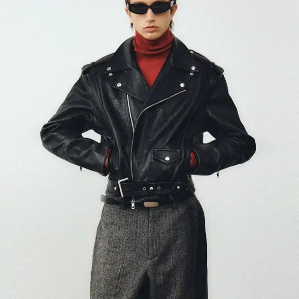 [BUNJANG] Noir Antiq Cow Crop Rider Jacket Size 50 / 노이어 앤틱카우 크롭 라이어 50