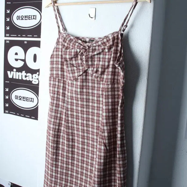 [BUNJANG] W(M) Cider Dress Sleeveless Check Brown / W(M) 사이더 드레스 원피스 새상품 민소매 체크 브라운-H36109