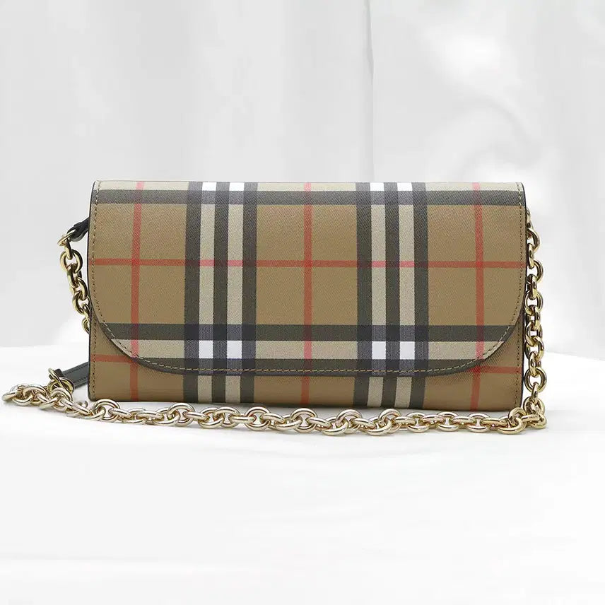 [BUNJANG] Burberry Haymarket Check Henry Chain Wallet Crossbody Bag / 버버리 4073220 헤이마켓 체크 헨리 체인 월렛 크로스백