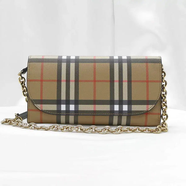 [BUNJANG] Burberry Haymarket Check Henry Chain Wallet Crossbody Bag / 버버리 4073220 헤이마켓 체크 헨리 체인 월렛 크로스백