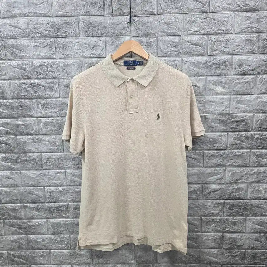 [BUNJANG] Polo Ralph Lauren Basic Logo Short Sleeve Polo Shirt Beige Size 100 / 폴로 랄프로렌 기본 로고 반팔 카라티 베이지  사이즈 100