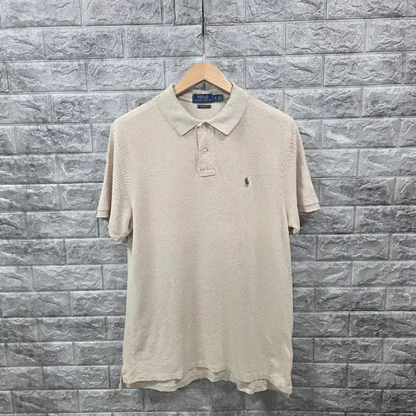 [BUNJANG] Polo Ralph Lauren Basic Logo Short Sleeve Polo Shirt Beige Size 100 / 폴로 랄프로렌 기본 로고 반팔 카라티 베이지  사이즈 100
