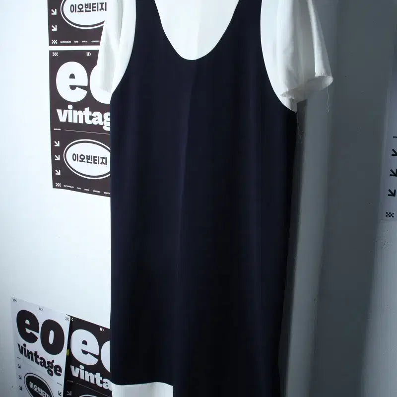 [BUNJANG] RECTO Color-Blocked Short-Sleeved Dress Navy / W(F) 렉토 드레스 원피스 반소매 배색 네이비 놈코어-H36116