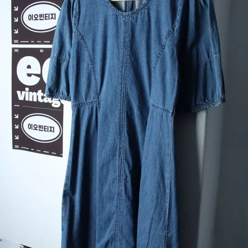 [BUNJANG] Eight Seconds Denim Short H-line Dress / W(M) 에잇세컨즈 드레스 원피스 반소매 데님 청 숏-H36118