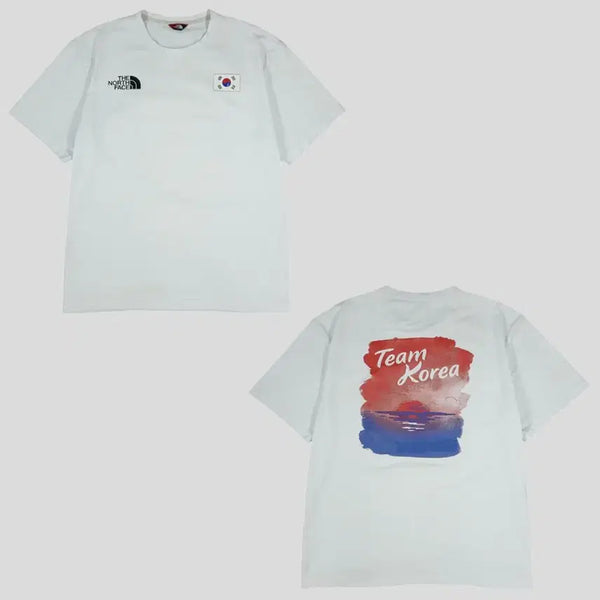 [BUNJANG] The North Face White Black Logo Taegeukgi PO Team Korea Paris Olympics Coloring Replica Functional Short Sleeve T-Shirt XL / 노스페이스 화이트 블랙 로고 태극기 PO 팀코리아 파리올림픽 컬러링 레플리카 기능성 반팔 티셔츠 XL