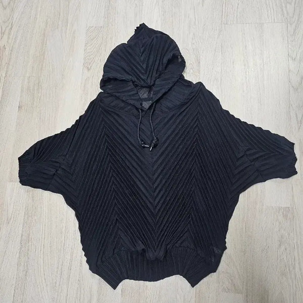 [BUNJANG] Pleated Hoodie Black / 플리츠 후드티 검정.  정품