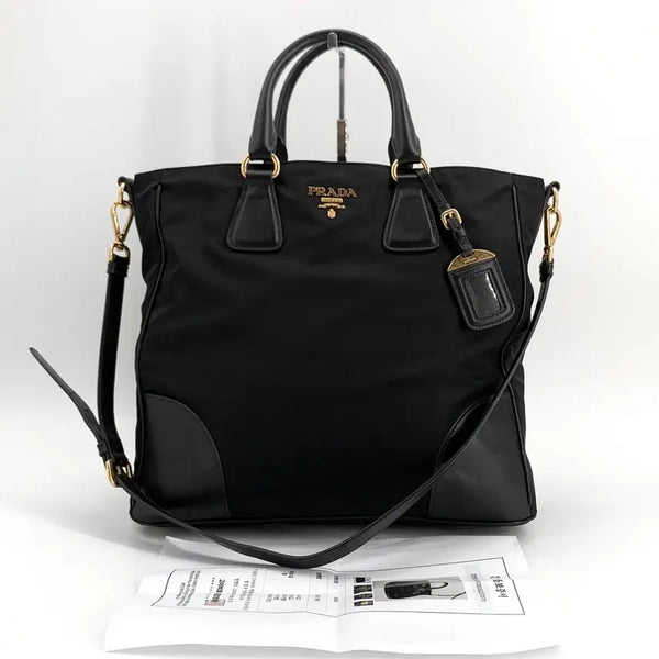[BUNJANG] Prada Nylon Gold Logo Tote Bag Shoulder Bag / 프라다 나일론 금장로고 토트백 숄더백