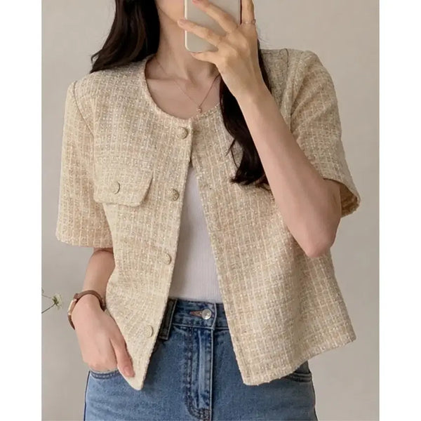 [BUNJANG] Tweed Short Sleeve Jacket / 트위드 반팔 자켓 (XS/S/M, 44/55/66, 80/85/90 사이즈)