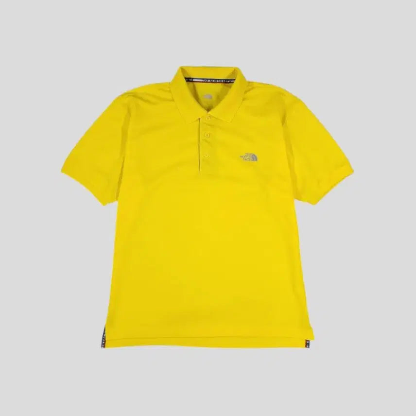 [BUNJANG] The North Face Yellow Gray Logo Half-Button Collar Coolmax Functional Short-Sleeve T-Shirt XL / 노스페이스 옐로우 그레이 로고 하프버튼 카라넥 쿨맥스 기능성 반팔 티셔츠 XL