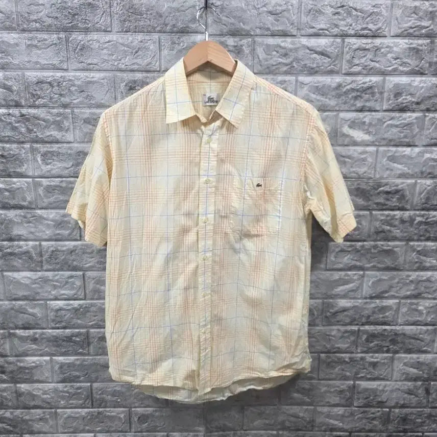 [BUNJANG] Lacoste Check Short Sleeve Shirt Yellow Size 100 / 라코스테 체크 반팔 셔츠 옐로우  사이즈 100 상태아주좋아요