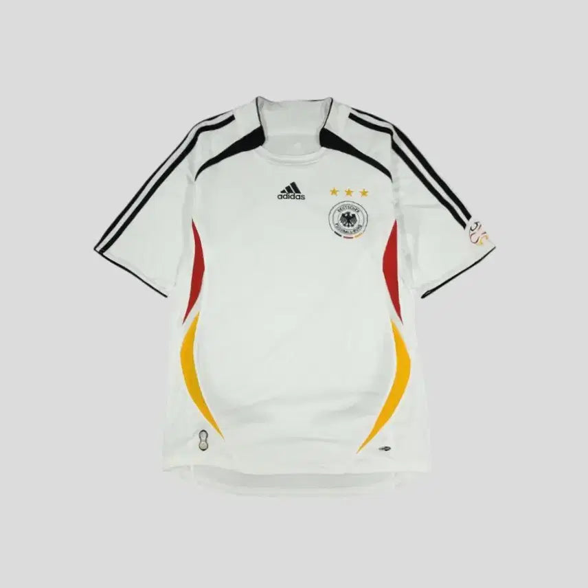[BUNJANG] Adidas 00s Climacool Tricolor Blockcore Football Jersey / 아디다스 00s 화이트 멀티컬러 로고 삼선 독일 05-07시즌 홈 클라이마쿨 블록코어 기능성 풋볼져지 유니폼 반팔 티셔츠 새상품 L