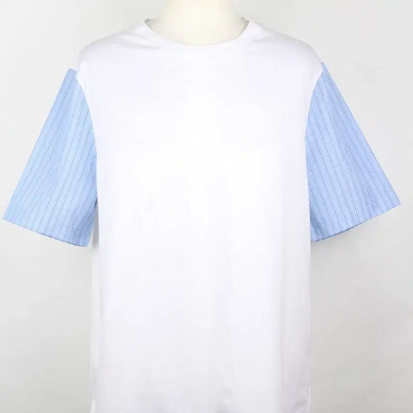 [BUNJANG] Hermes Striped Short-Sleeve T-Shirt White/Blue Size S / 에르메스 스트라이프 반팔 티셔츠 S