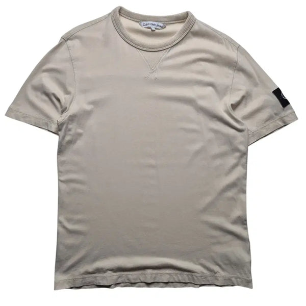 [BUNJANG] Calvin Klein T-Shirt Ivory Patch Logo Men's Size S / [S] 캘빈클라인 티셔츠