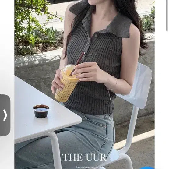 [BUNJANG] Uur Knit Sleeveless Top - Charcoal / Uur 니트나시