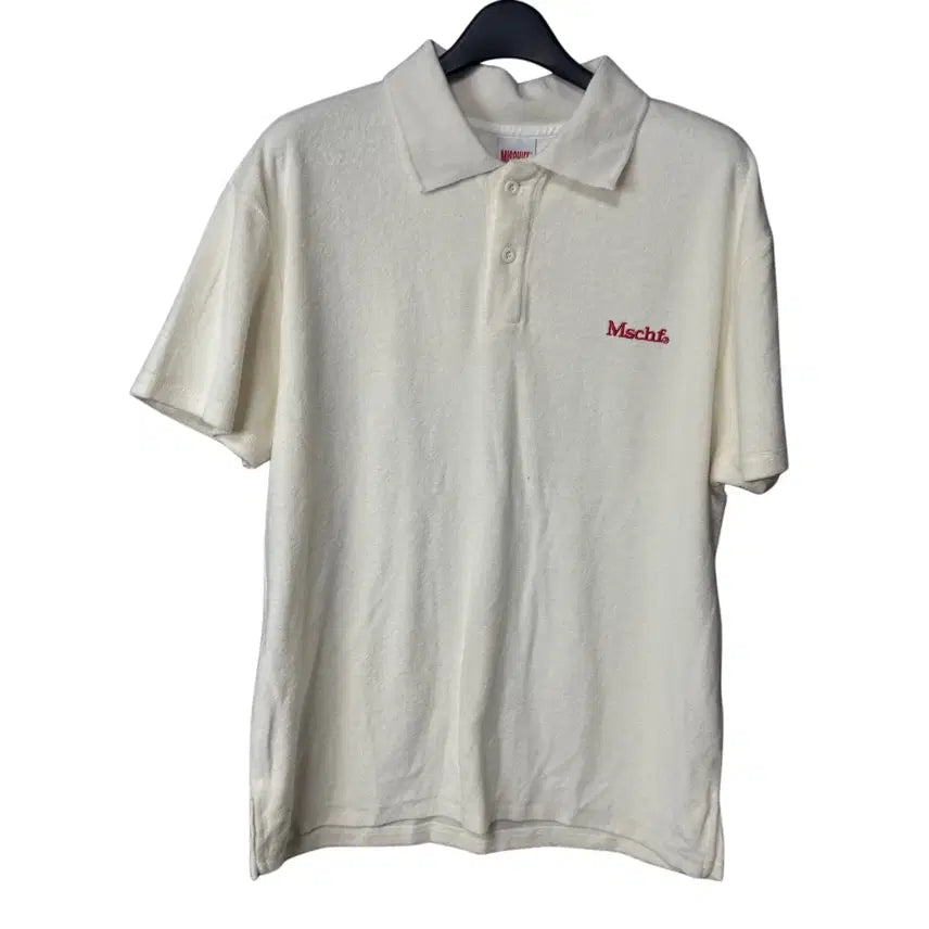 [BUNJANG] MSCHF Women's Ivory Terry Cotton Short Sleeve Polo T-Shirt / free 미스치프 여성 아이보리 테리코튼 반팔 카라티