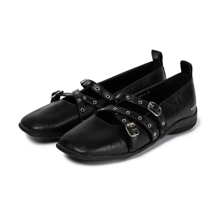 [BUNJANG] Trivel Eyelet Flat Shoes Black / 기호 아일렛 플랫슈즈 블랙 250 (Trivel flat black)